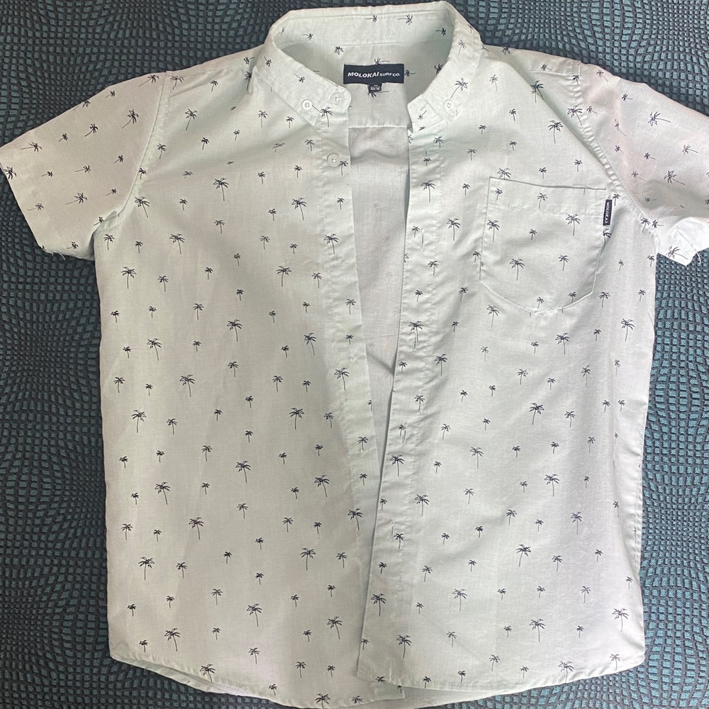 Palm Tree Print Button-Down Shirt